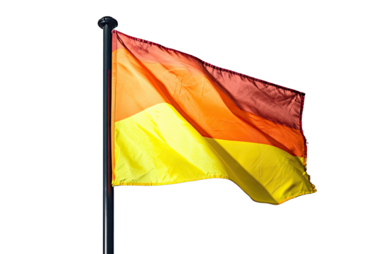 Orange, yellow, and red flag waving