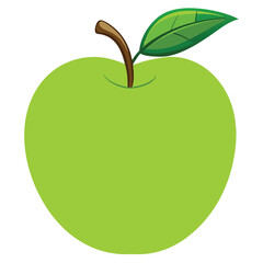 Minimalist Green Apple Vector Icon - Fresh Fruit Symbol on White Background