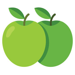 Minimalist Green Apple Vector Icon - Fresh Fruit Symbol on White Background
