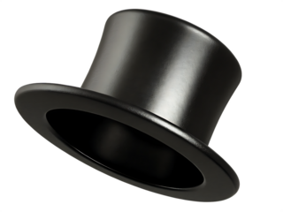 classic black top hat for magician isolated  on white background PNG, AI GENERATED