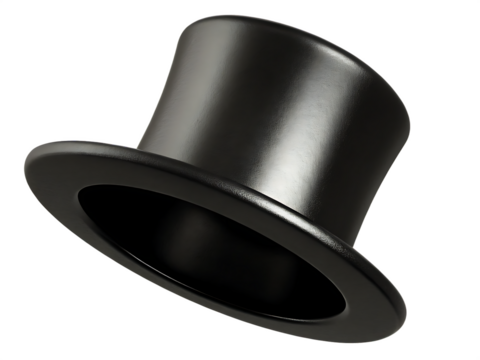  classic black top hat for magician isolated  on white background PNG, AI GENERATED