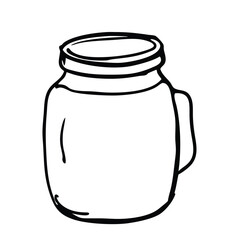 Hand drawn mason jar. Contour sketch. Vector on white background