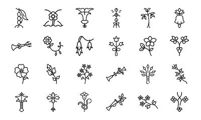 Bundle of Botanical and Feminine Line Art Icons — Uterus, Flowers, Herbal Elements in Minimal Vector Style for Feminist, Medical & Nature Themes