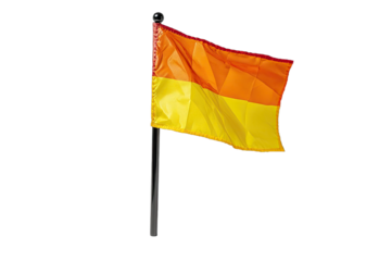 Orange and yellow flag on a pole