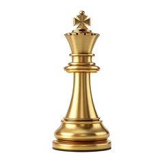 3D Golden Chess King Piece Illustration &ndash; Luxury Metallic Strategy Symbol Isolated PNG