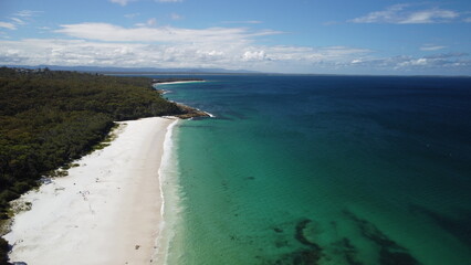 Drone picture over hyams beach in jervis bay australia