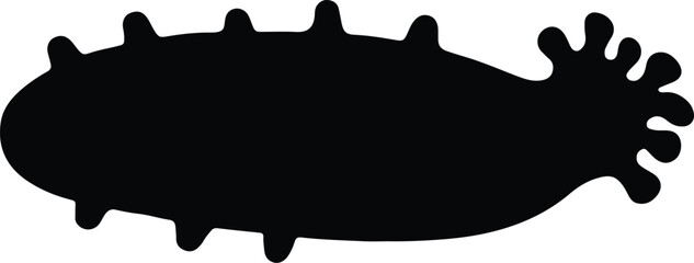 Silhouette sea cucumber invertebrate marine life black vector illustration