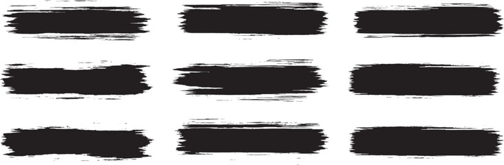 Vector collection of colorful and black brush strokes in various textures and finishes—perfect for graphic design, banners, highlighters, and handmade digital art projects.