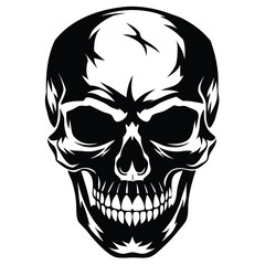 Fototapeta premium Menacing human skull black silhouette vector