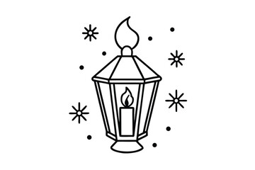 Lantern With Candle And Snowflakes