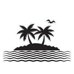 Obraz premium Palm Tree Island Silhouette Clipart