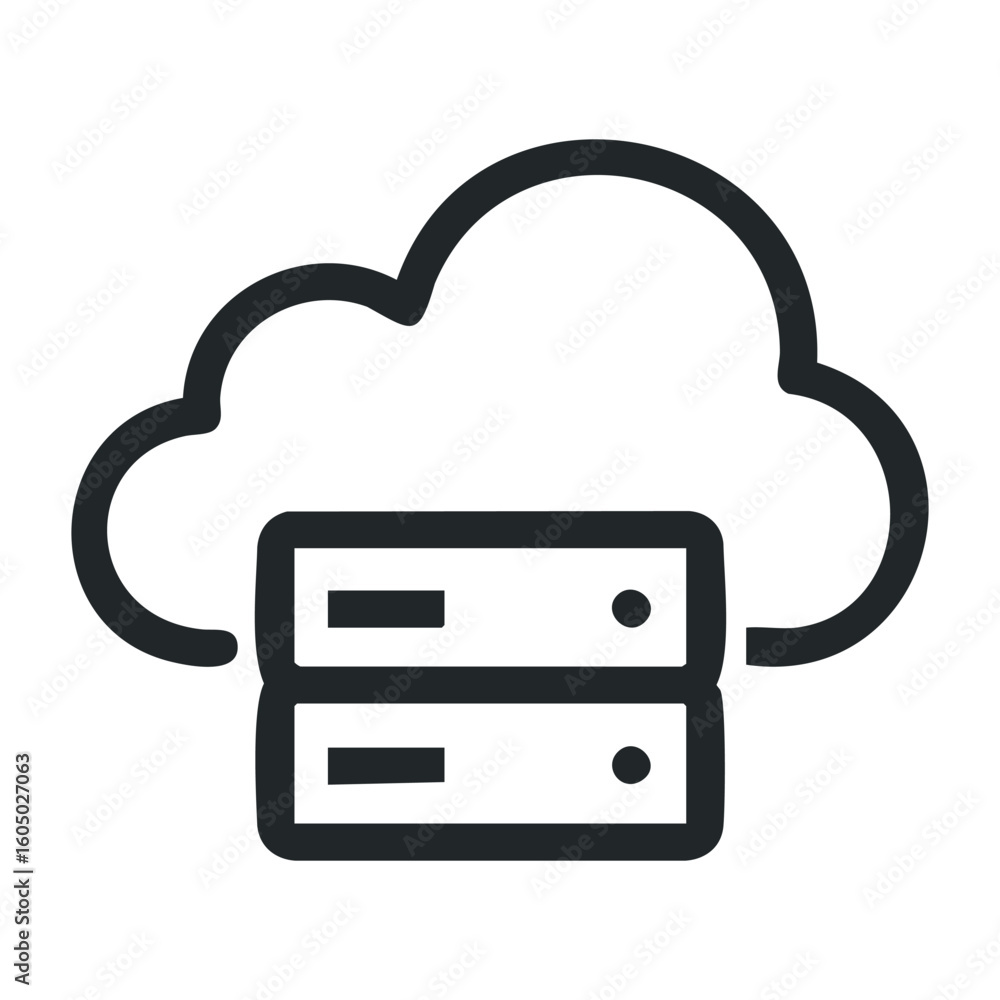 Aufkleber cloud computing icon with server in minimalist design. vector illustration