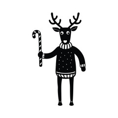 reindeer-wearing-winter-sweater-and-holding-a-cand.eps