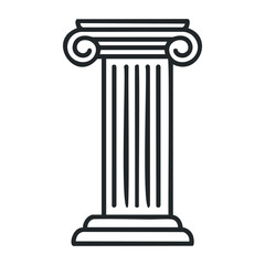 Classic greek column illustration with ionic capital detail. Vector illustration