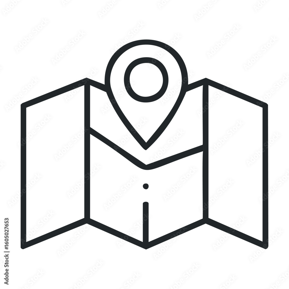 Aufkleber simple map icon with location marker for navigation and travel apps. vector illustration