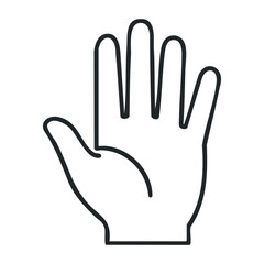 Obraz premium Open human hand icon line drawing on white background. Vector illustration