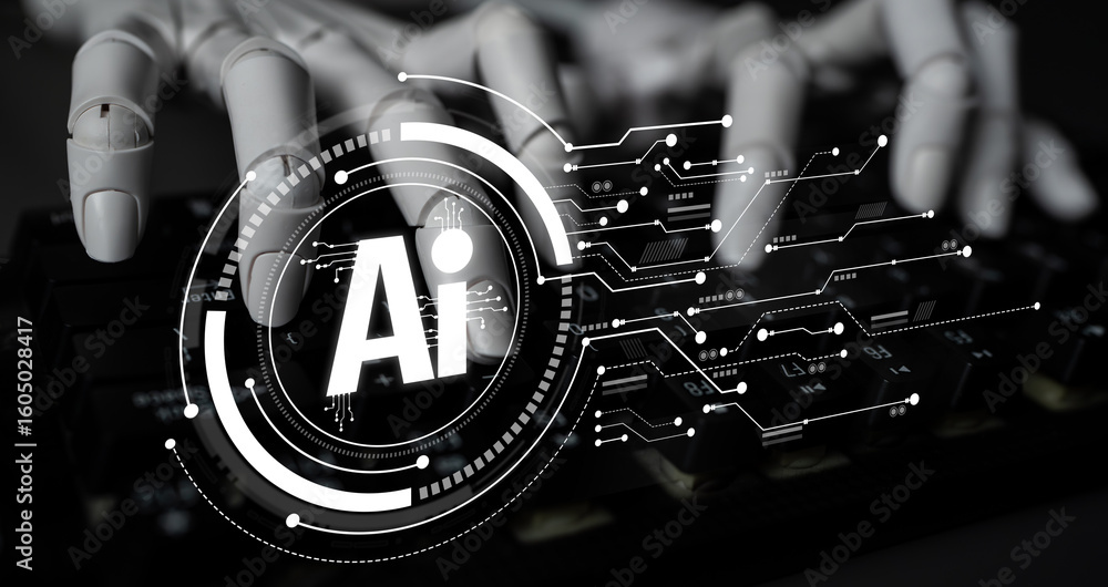 Poster ai assistant brain processor with llm technology, big data, machine learning, generative ai for busi