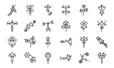 Bundle of Botanical and Feminine Line Art Icons — Uterus, Flowers, Herbal Elements in Minimal Vector Style for Feminist, Medical & Nature Themes
