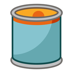 Opened tin can colorful icon on white background.