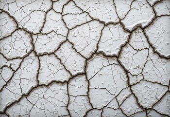 Top view of a dry, cracked earth surface showing a natural pattern. Abstract background texture of arid land.