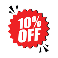 10% Off Red Badge – 10% Discount Sticker for Sales, Offers, and Promotions