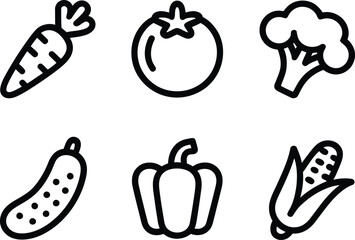 Simple Line Art Illustration of Fresh Vegetables