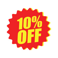 10% Off Red Badge – 10% Discount Sticker for Sales, Offers, and Promotions
