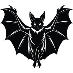 Obraz premium Black bat flying wings spread silhouette