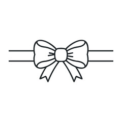 Elegant black line bow design on white background. Vector illustration