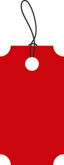 Price tag and label icon. Blank red discount tag with string icon isolated on transparent background. Sale tag symbol. Discount red ribbon, banner icon design. Vector illustration.