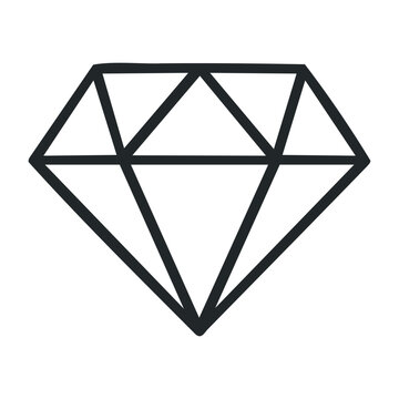 recommend clip art: Geometric black outline diamond symbol with faceted design on white background. Vector illustration