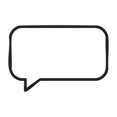 Speech bubble icon in simple black outline design. Vector illustration