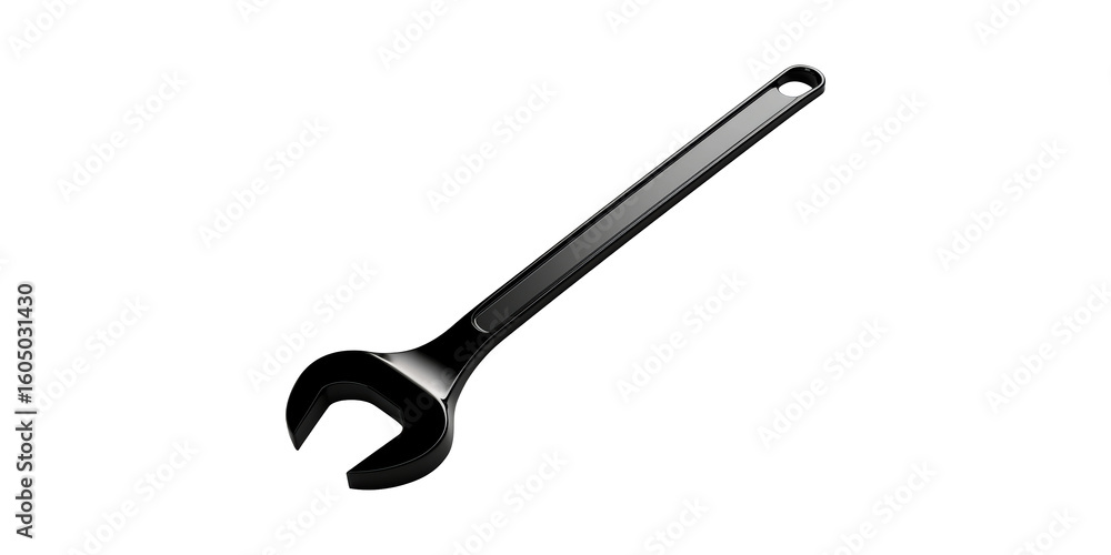 Poster black metal wrench. essential tool for mechanical and diy projects isolated on transparent backgroun