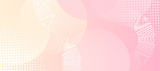 Obraz premium Minimalist banner background, pastel colorful, pink and yellow gradations. Circle effect style geometric, abstract background