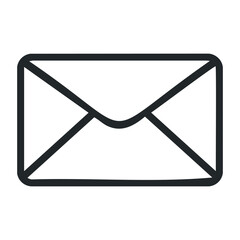 Fototapeta na wymiar Simple black and white envelope icon displayed against a plain background. Vector illustration