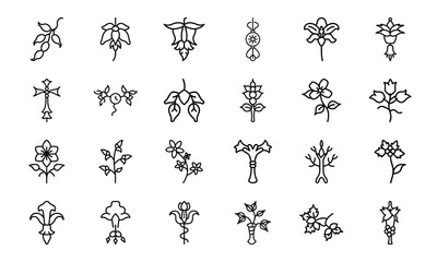 Bundle of Botanical and Feminine Line Art Icons — Uterus, Flowers, Herbal Elements in Minimal Vector Style for Feminist, Medical & Nature Themes