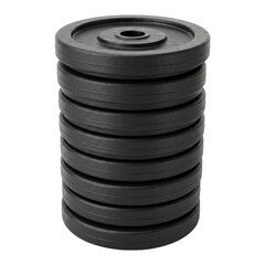 Stack of weight plates fitness training athletic workout gym equipment on transparent background