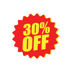 30% Off Red Badge – 30% Discount Sticker for Sales, Offers, and Promotions