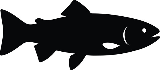 Silhouette trout fish swimming in the ocean vector illustration