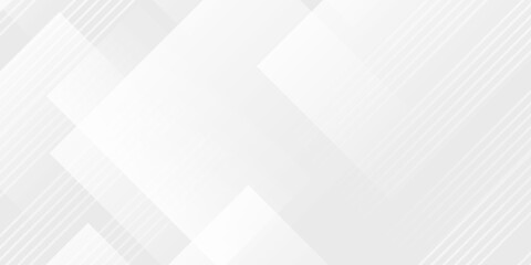 Abstract white and grey square geometric overlap layer background . Modern geometric square shape pattern