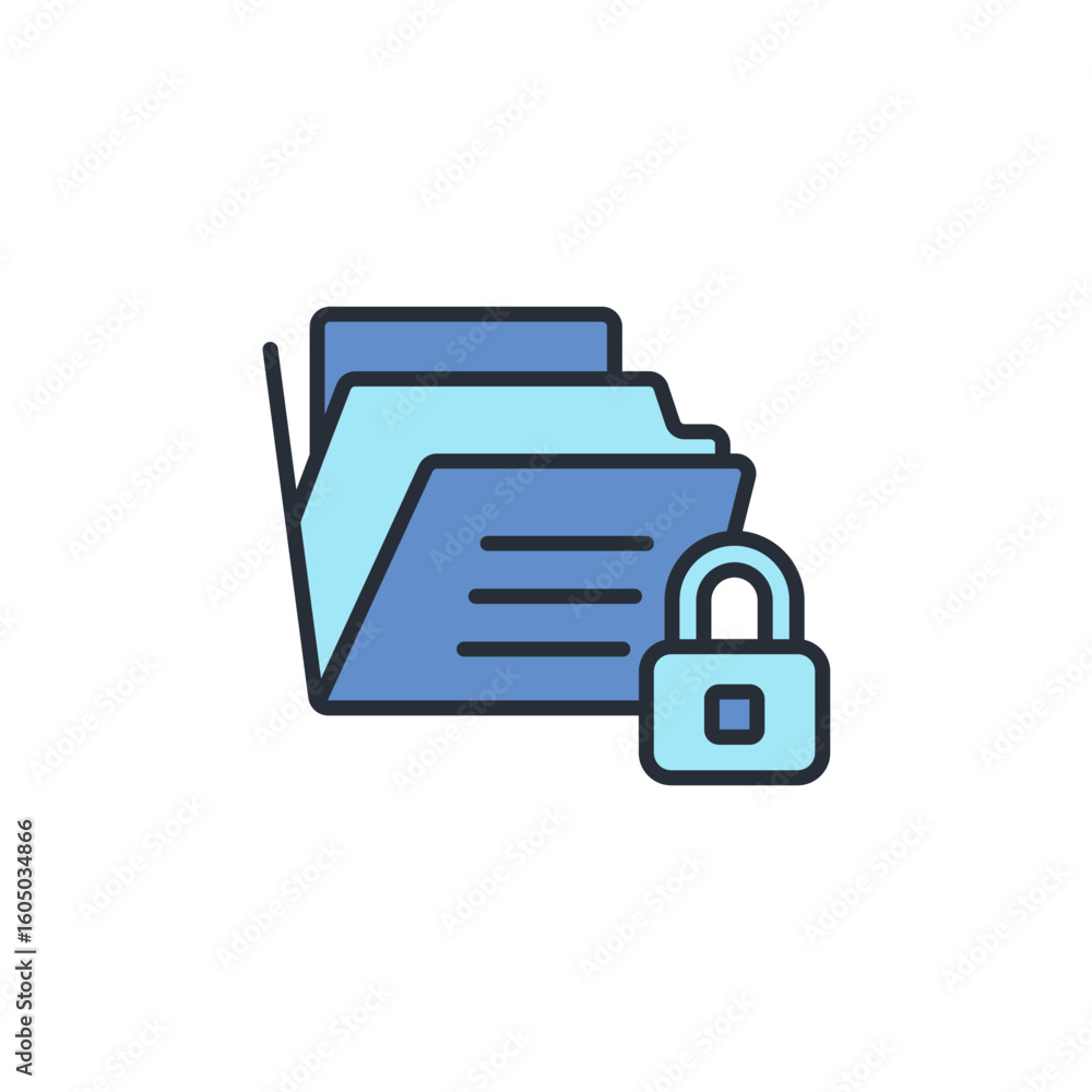 Poster data security icon. vector.editable stroke.linear style sign for use web design,logo.symbol illustra