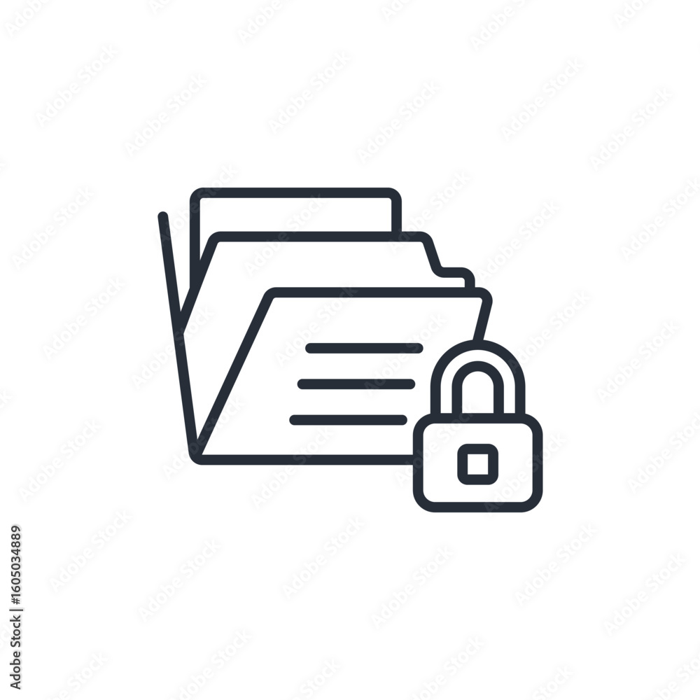 Poster data security icon. vector.editable stroke.linear style sign for use web design,logo.symbol illustra