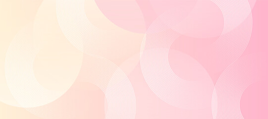 Abstract hafltone background. Minimalist banner background, pastel colorful, pink and yellow gradations. Circle effect style geometric, Modern circle lines pattern.