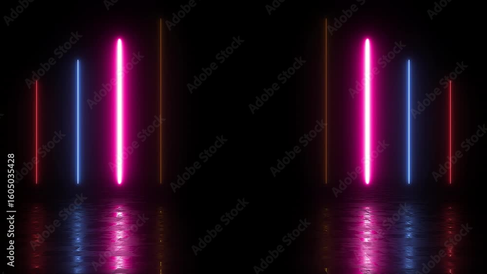Poster pulsing vertical neon light beams loop background for futuristic vfx, sci-fi & club visuals - a capt