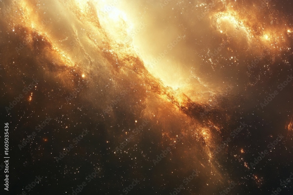 Poster galactic vortex swirling in outer space amidst glowing stars and cosmic dust, galactic vortex in out