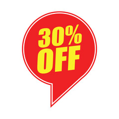 30% Off Red Badge – 30% Discount Sticker for Sales, Offers, and Promotions