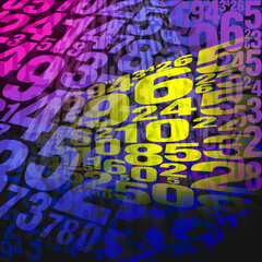 abstract blur colorful many numbers stacked on black background, fashion, decor, picture, background, business, template, copy space