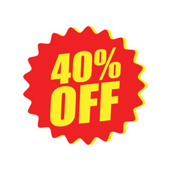 40% Off Red Badge – 40% Discount Sticker for Sales, Offers, and Promotions