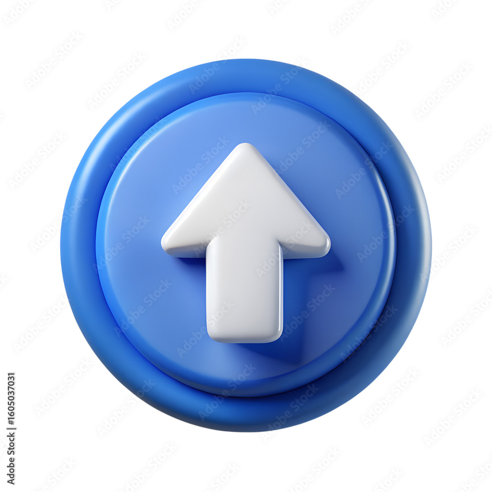 Aufkleber a 3d render of a white upward arrow within a blue circular button symbolizing progress and upward mo