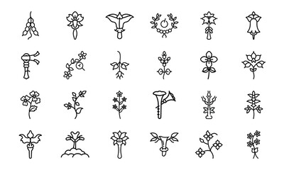 Bundle of Botanical and Feminine Line Art Icons — Uterus, Flowers, Herbal Elements in Minimal Vector Style for Feminist, Medical & Nature Themes